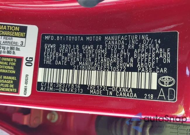 2T1BURHEXEC210572: 43481841