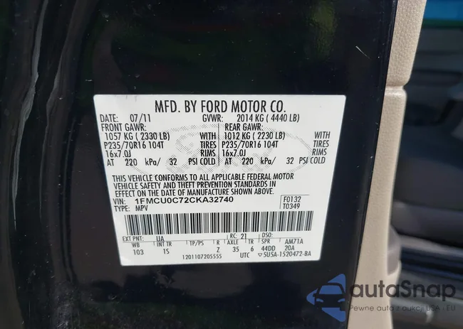 1FMCU0C72CKA32740: 43481884