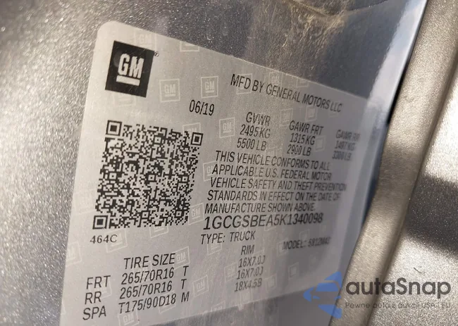 1GCGSBEA5K1340098: 43481894