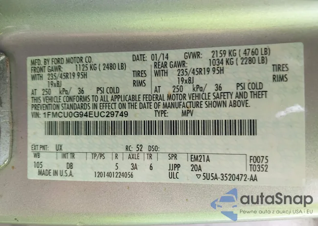 1FMCU0G94EUC29749: 43481944