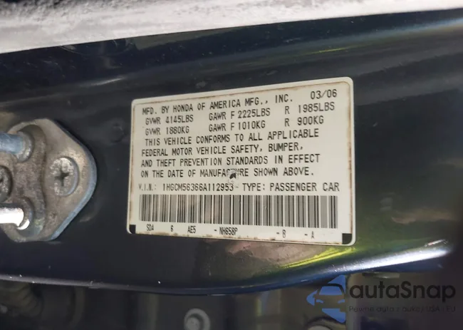 1HGCM56366A112953: 43481999