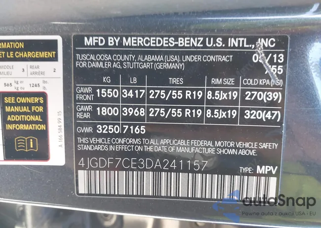 4JGDF7CE3DA241157: 43482017