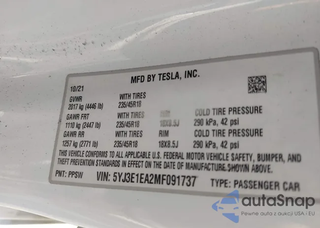 5YJ3E1EA2MF091737: 43482027