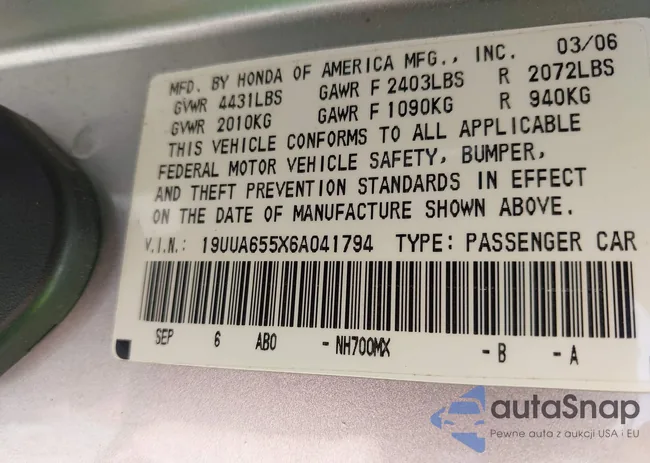 19UUA655X6A041794: 43482052