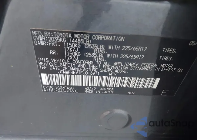 JTMWFREV1EJ013911: 43481405