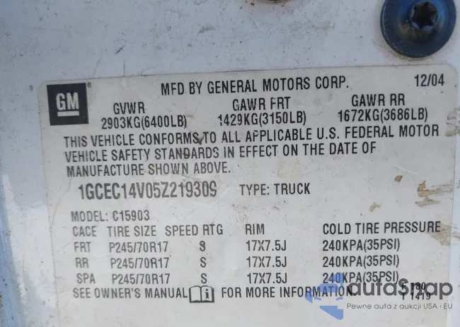 1GCEC14V05Z219309: 43482481