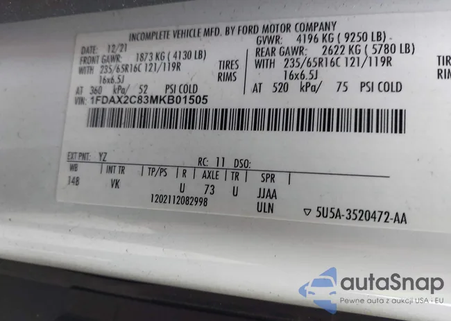 1FDAX2C83MKB01505: 43482554