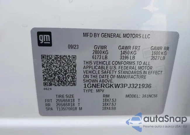 1GNERGKW3PJ321936: 43482633