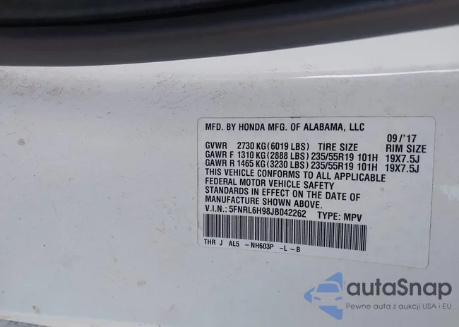 5FNRL6H98JB042262: 43482659