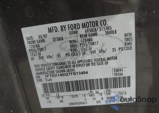 1FTRX14W27FB13494: 43482671