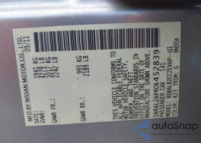 1N4AL2AP4CN452839: 43482737