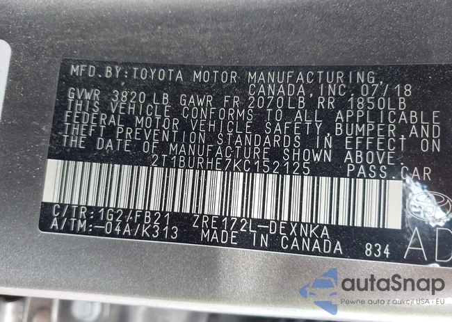 2T1BURHE7KC152125: 43483045