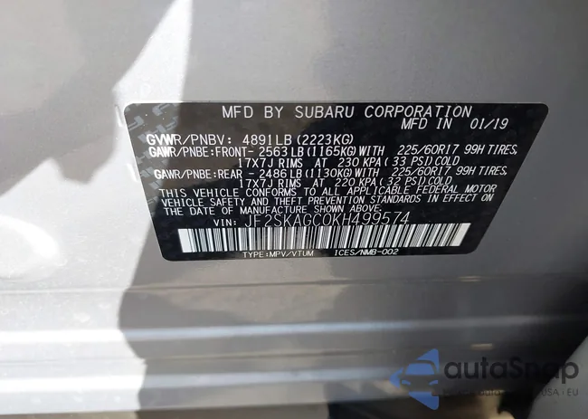 JF2SKAGC0KH499574: 43482382