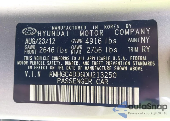 KMHGC4DD6DU213250: 43482397