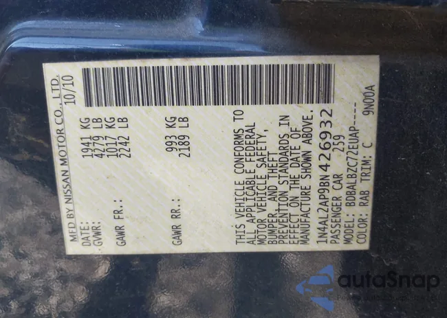 1N4AL2AP9BN426932: 43483534