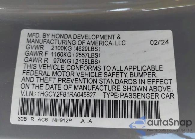 1HGCY2F81RA045827: 43483701