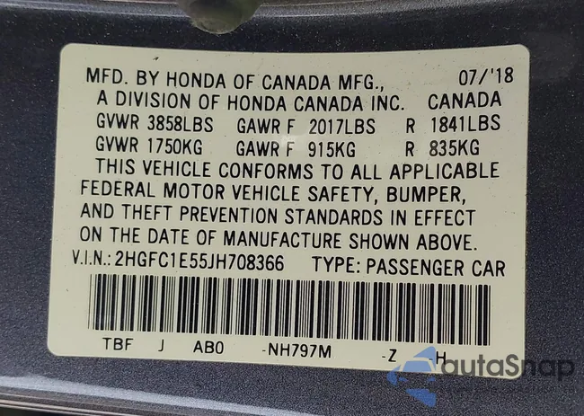 2HGFC1E55JH708366: 43483830