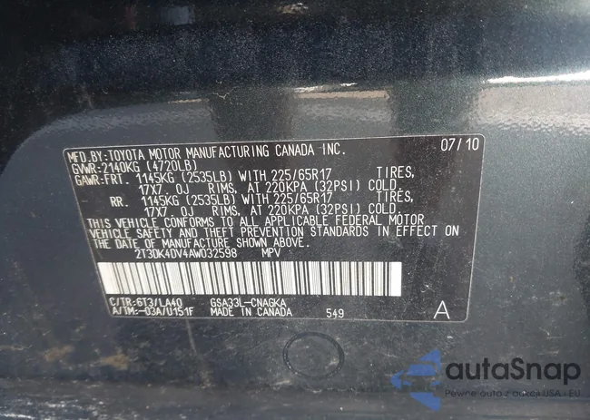 2T3DK4DV4AW032598: 43483997