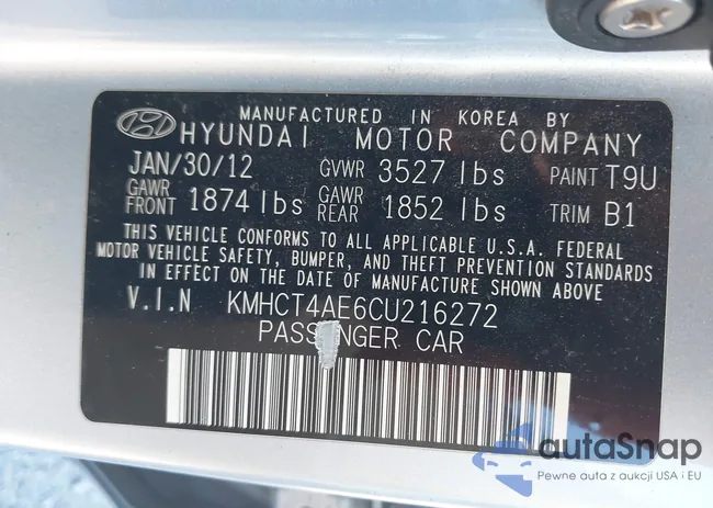 KMHCT4AE6CU216272: 43483064