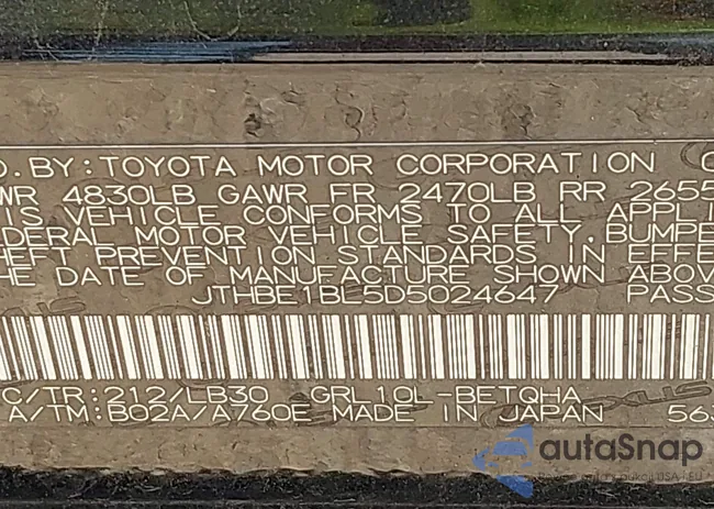 JTHBE1BL5D5024647: 43483253
