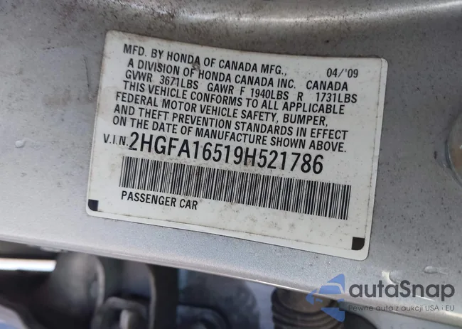 2HGFA16519H521786: 43483321