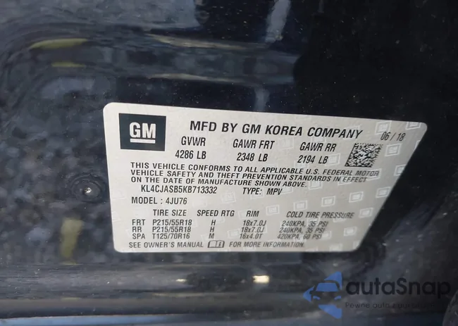 KL4CJASB5KB713332: 43483454