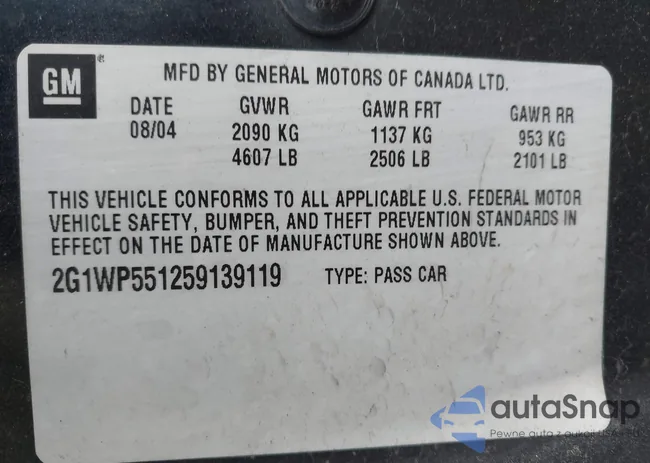 2G1WP551259139119: 43484493