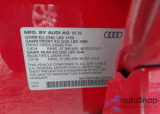 WA1DECF38S1052652: 43484881