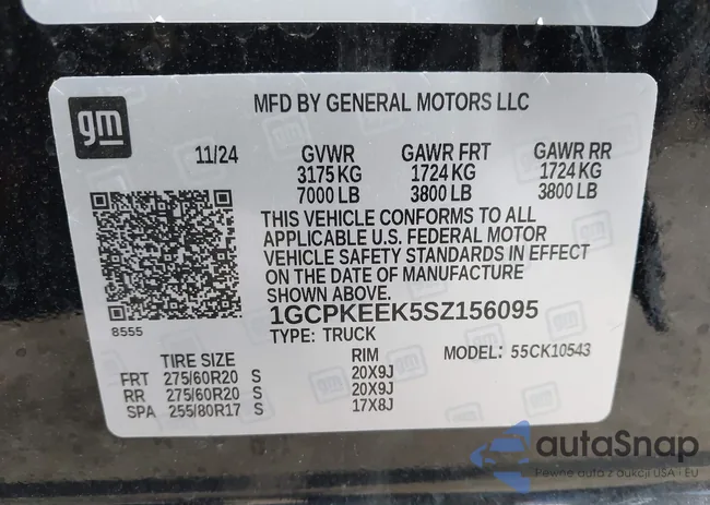 1GCPKEEK5SZ156095: 43484909