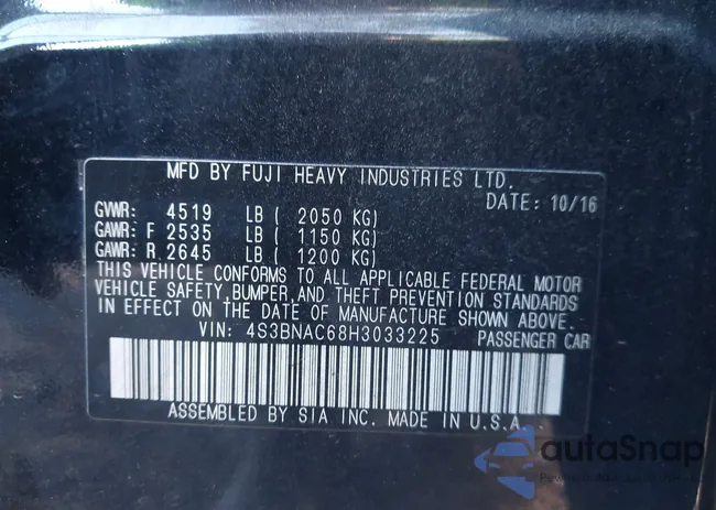 4S3BNAC68H3033225: 43484917