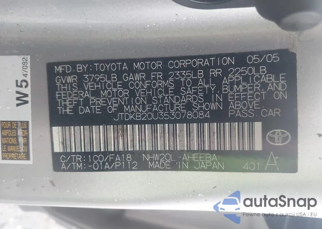 JTDKB20U353078084: 43485053