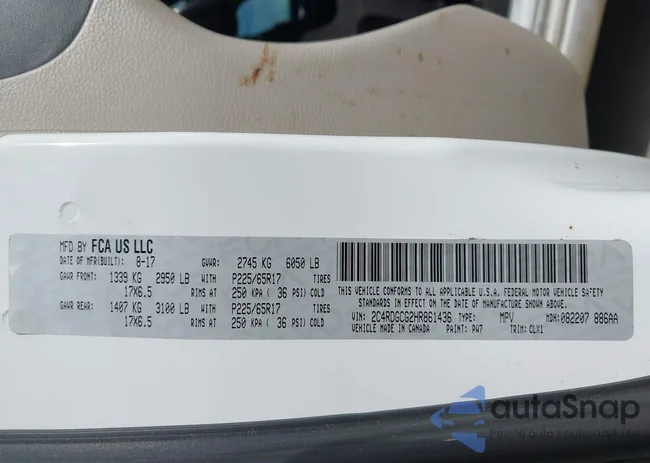 2C4RDGCG2HR861436: 43484083