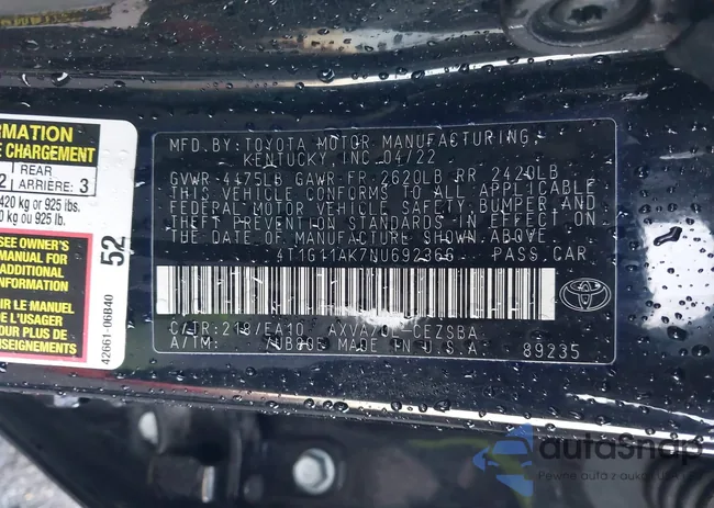 4T1G11AK7NU692366: 43484300