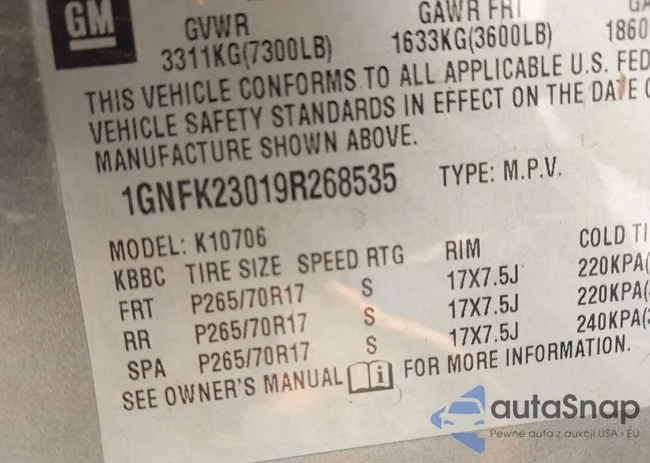 1GNFK23019R268535: 43484335