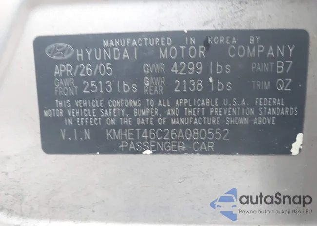 KMHET46C26A080552: 43485493