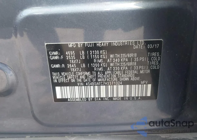 4S4BSAKC7H3371324: 43485537