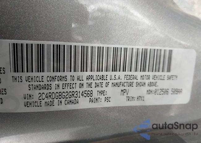 2C4RDGBG2GR314568: 43485561