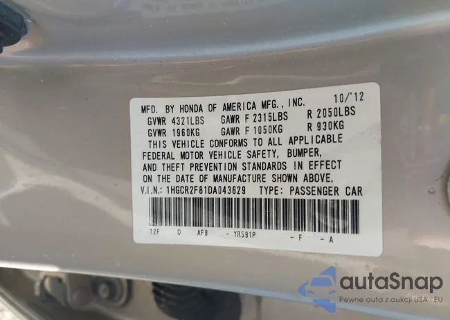 1HGCR2F81DA043629: 43485599