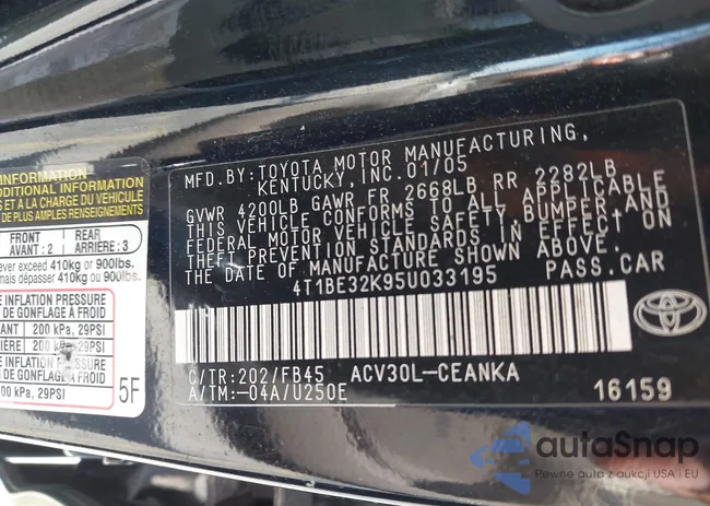 4T1BE32K95U033195: 43485665