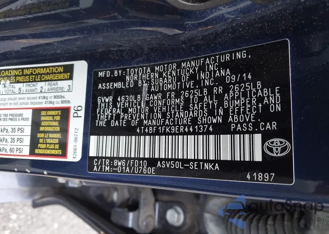 4T4BF1FK9ER441374: 43485680