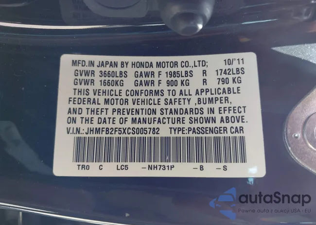 JHMFB2F5XCS005782: 43485682