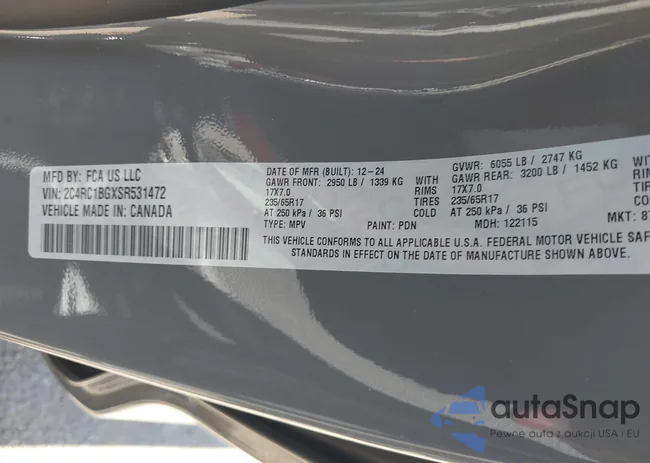 2C4RC1BGXSR531472: 43485800