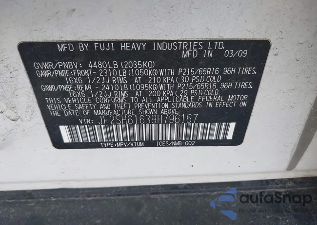 JF2SH61639H796167: 43485880