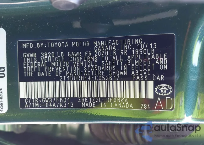 2T1BURHE4EC052617: 43485996