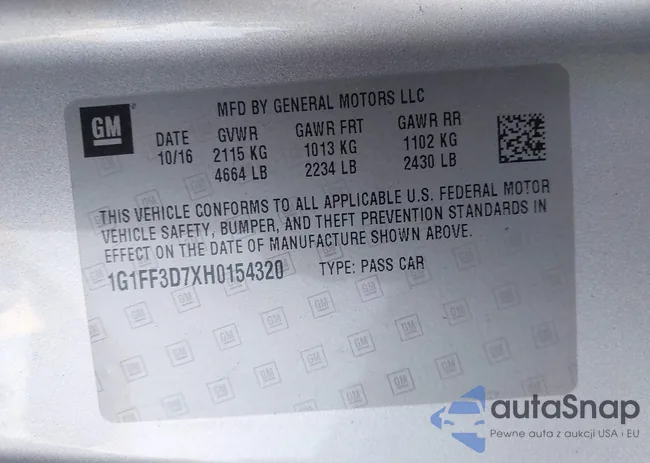 1G1FF3D7XH0154320: 43485087