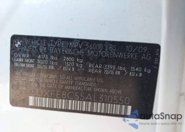 5UXFE8C55AL310550: 43485089