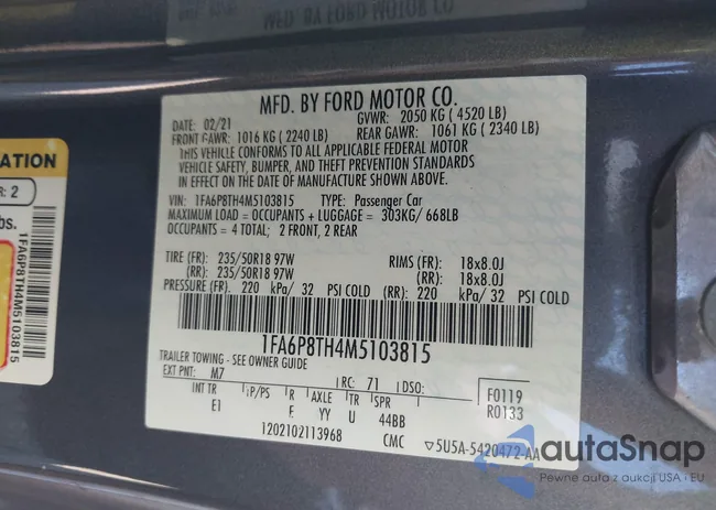 1FA6P8TH4M5103815: 43485158