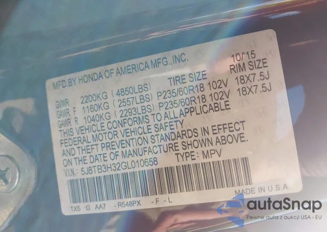 5J8TB3H32GL010658: 43485160