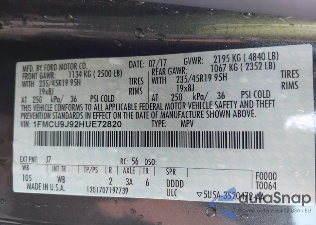 1FMCU9J92HUE72820: 43485165