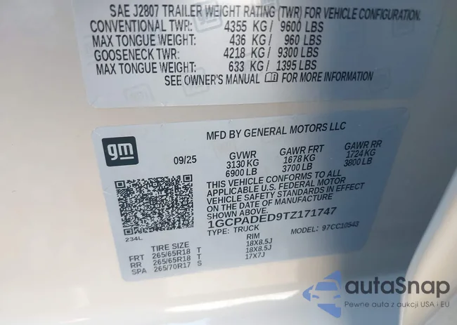 1GCPADED9TZ171747: 43485177